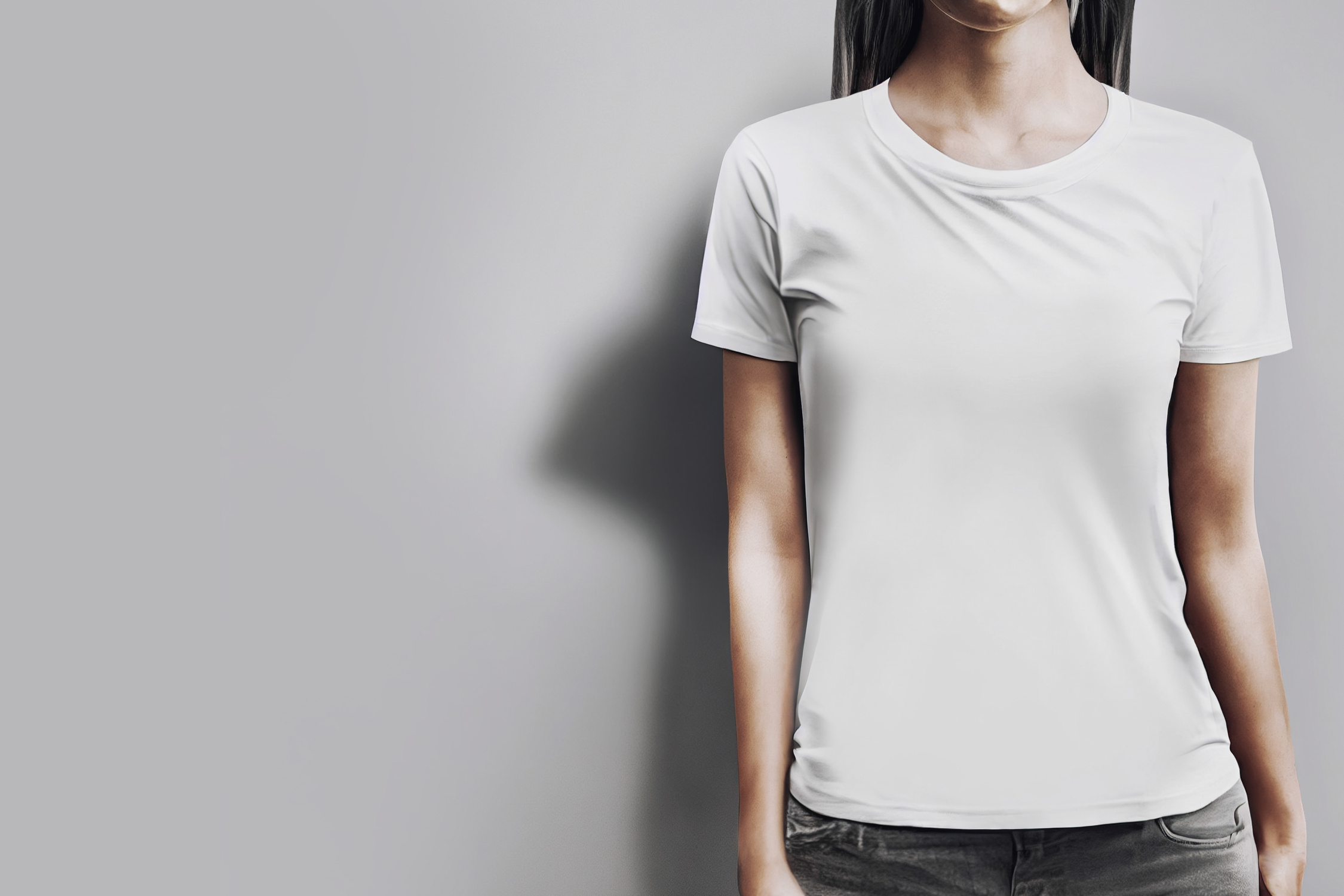 White plain tshirt mockup young woman design